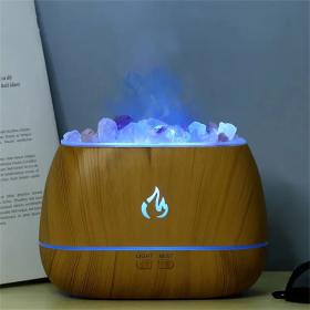 Diffuseur d'Huiles Essentielles à Effet Flamme, 7 Couleurs, Ultra Silencieux, 200 ml avec les Pierres de sel de l'Himalaya