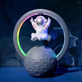 Haut-parleur Bluetooth et Lampe d’astronaute en lévitation magnétique avec lampe flottante en forme de lune rotative