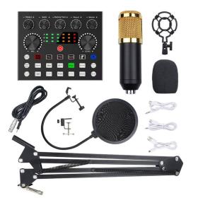 Kits de Microphone BM800 avec Carte Son en Direct, Bras de Suspension en Ciseaux, Support Antichoc et Filtre Anti-Pop
